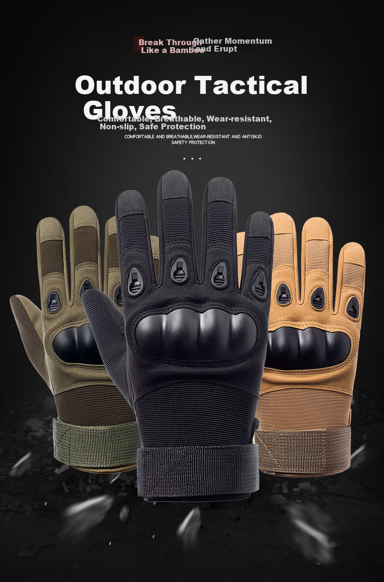 BIKEBROS Motorcycle Tactical Gloves, Men's Outdoor Combat Full-Finger Gloves, Training Non-Slip Riding Equipment, Black XL 1