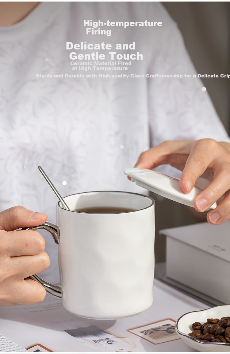 Banwu Life Ceramic Mug with Lid and Spoon High-Quality Office Tea Cup Cute Milk Cup for Women 10