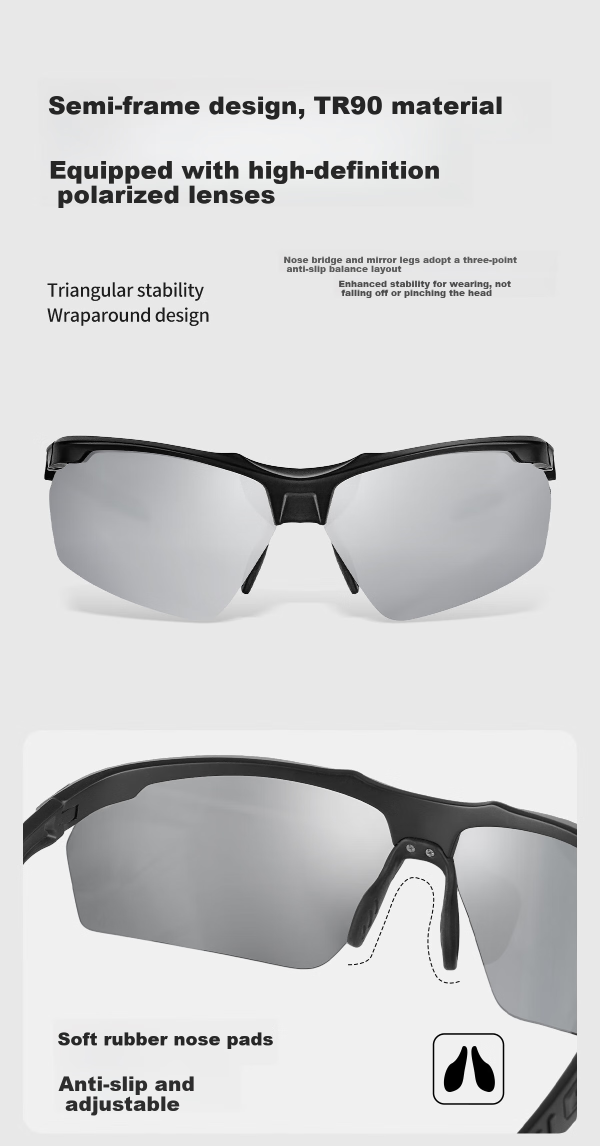VOZAPOW Fishing Goggles for Float Viewing, High-Definition Polarized Eye Protection Sunglasses for Lure Fishing, Vibrating Reel, Men's Driving Sunglasses 10