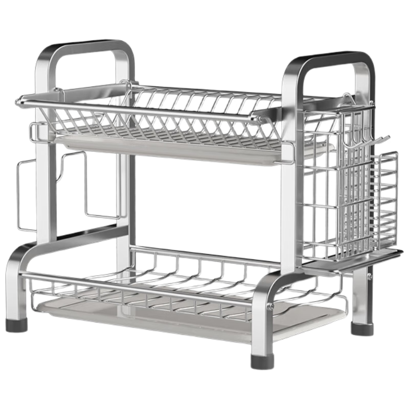 JD Original Dish Rack, Draining Rack, Kitchen Countertop Storage, Plate Holder, Kitchen Cooking Utensils [Stainless Steel]