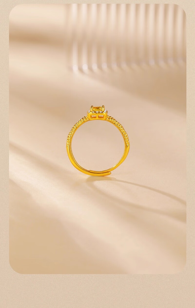 Jinliufu Auspicious 925 Silver Moissanite Small Square Sugar Ring Women's Sweet Open Birthday Gift for Girlfriend and Mom 8