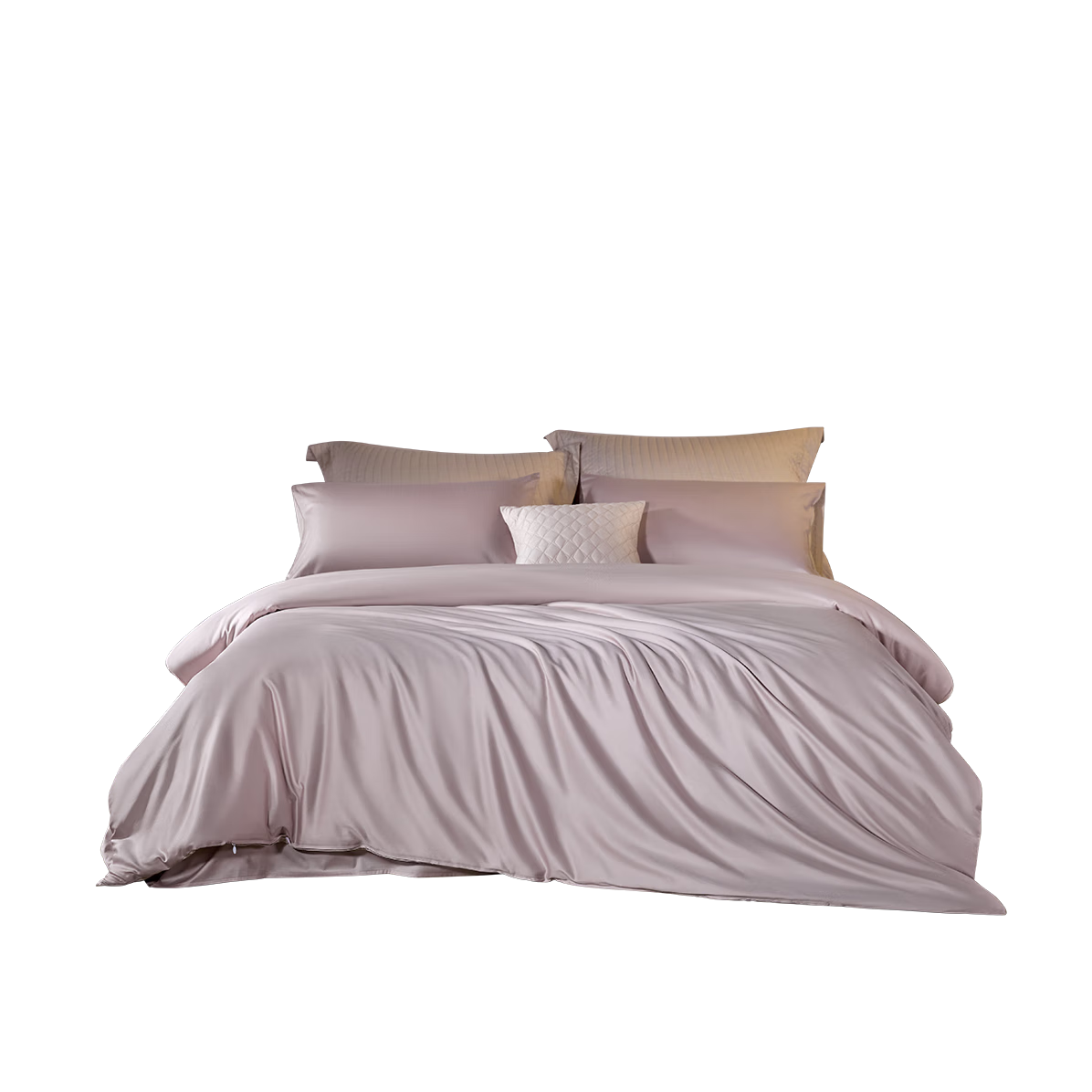 LOVO Luolai Luxury 100S Long-Staple Cotton Sateen 4-Piece Bedding Set Double Duvet Cover 220x240cm Pink