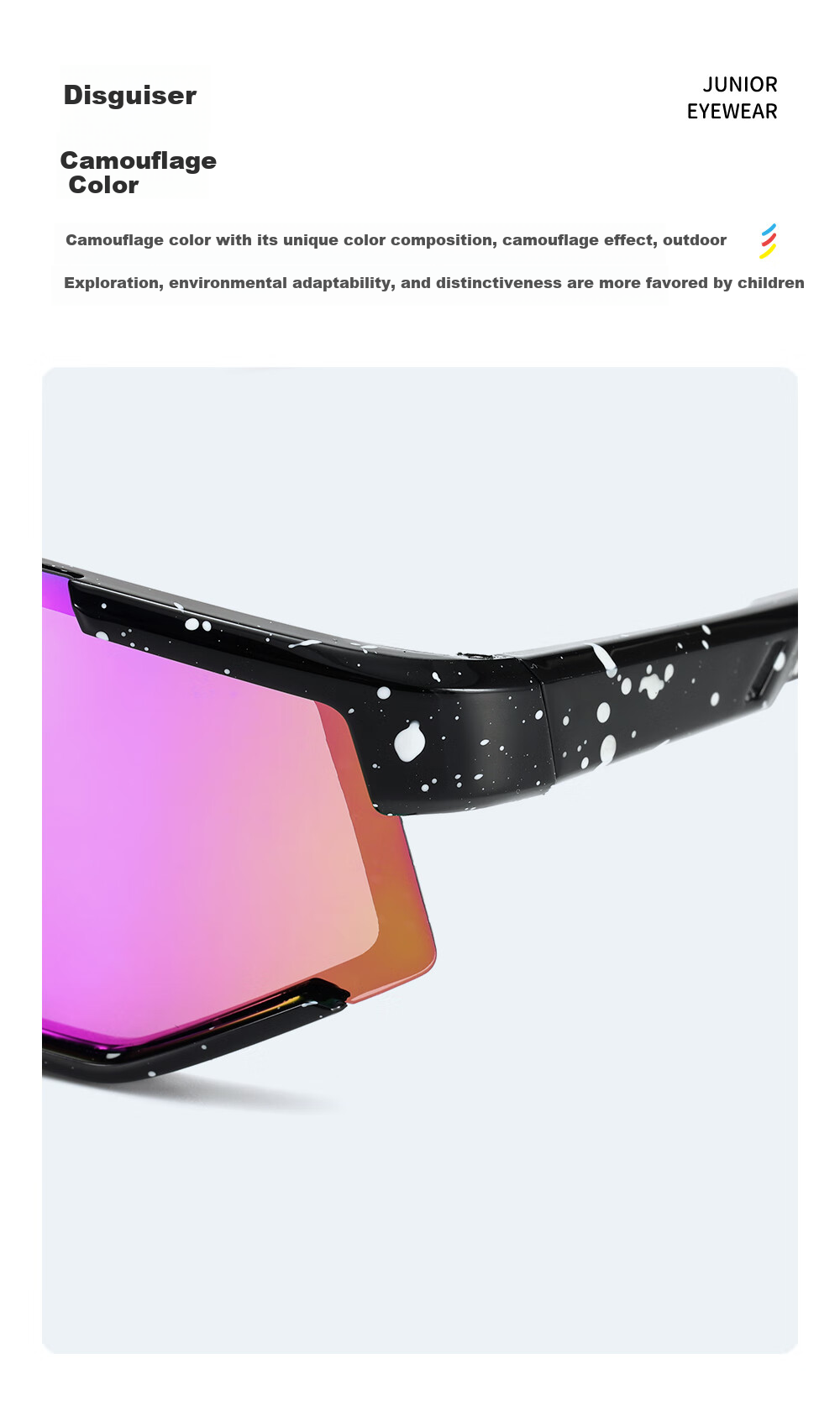 Wanpishu Children's Sports Glasses for Ages 6-12, Cycling Running Sunglasses, UV Protection, Sun Protection, Outdoor Marathon Sunglasses 35