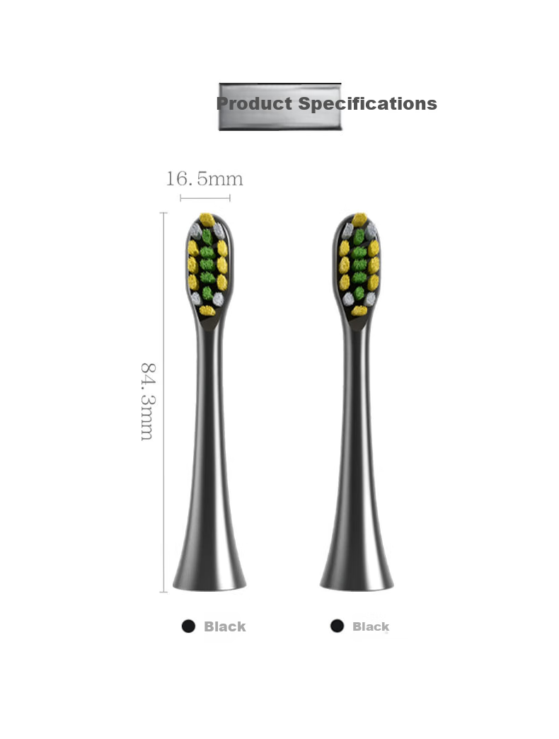 JD Original JZ5 Electric Toothbrush Heads, DuPont High-Elasticity Bristles, 2-Pack, Black (Compatible with JZ5 Electric Toothbrush) [PJ] 7
