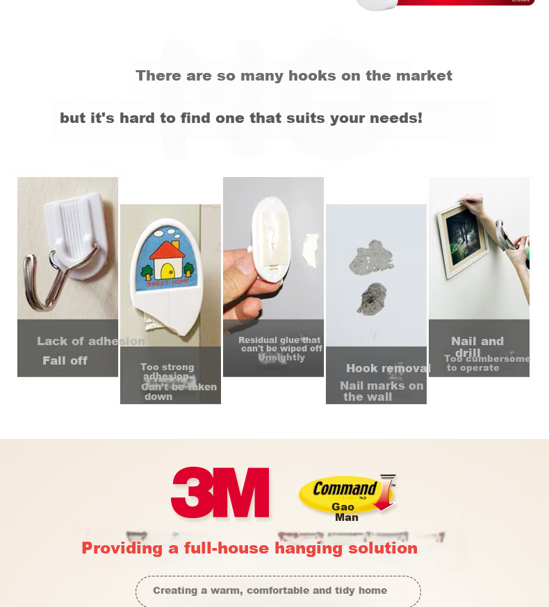 3M Hook, No Drilling Required, 3.4kg Load Capacity, White, 1 Piece, for Behind Door 2