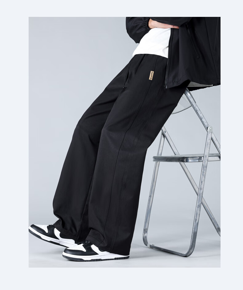 MMOPTOP Striped Lightweight Straight-Leg Pants for Men, Spring And Summer Trendy Loose-Fit Athletic Wide-Leg Casual Trousers K23117 Apricot Color M 15