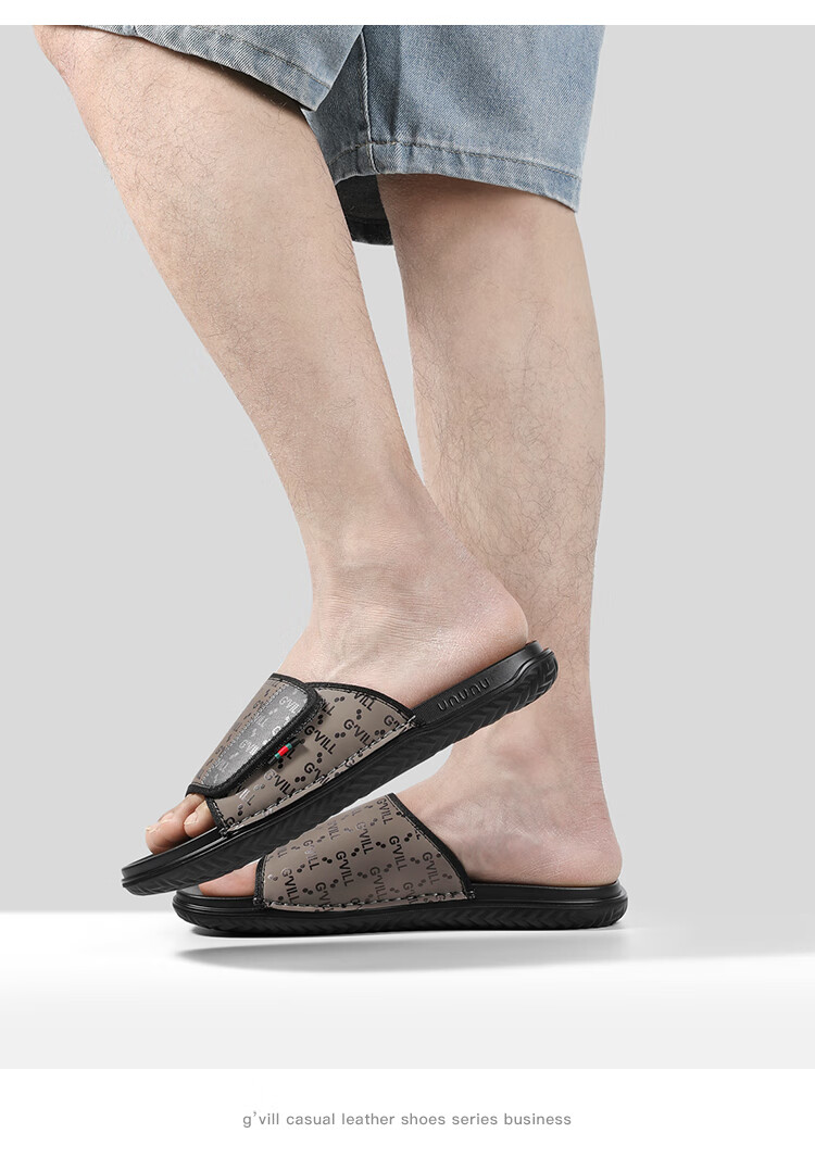 Guizhibu New Summer Men's Casual Slide Sandals, Outdoor Wear-Resistant Versatile Casual Shoes, Slippers, G612 Black-Brown, Size 38 4