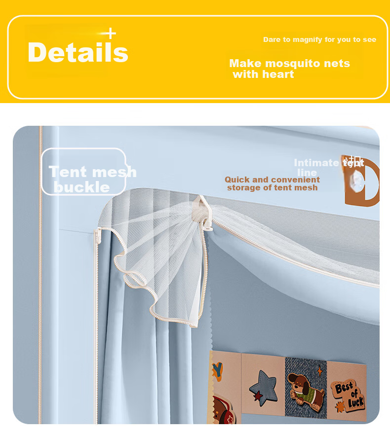 Mengduofu Student Dormitory Bed Curtain, Bunk Bed Full Blackout, No Installation Required, Integrated Mosquito Net, Fully Enclosed Mosquito Net, Dormitory Window Curtai 19