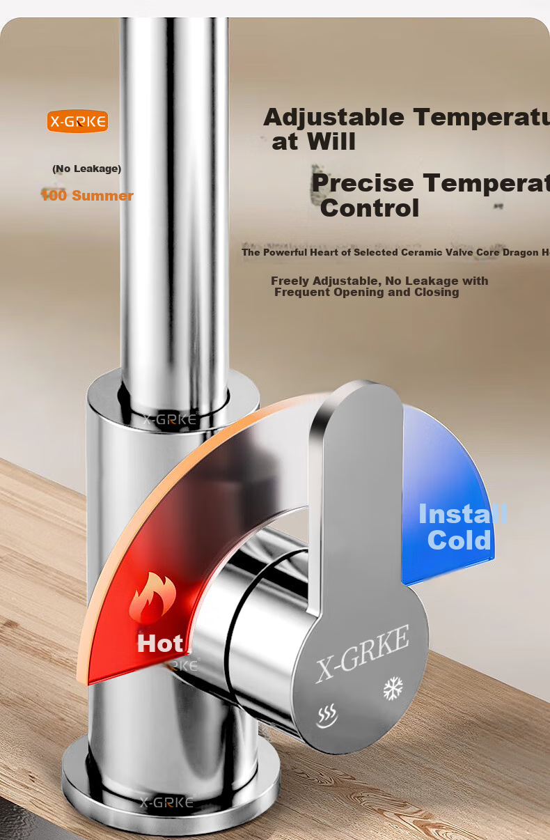 X-GRKE [Germany] Kitchen Faucet Hot And Cold Water Two-In 304 Stainless Steel Sink Faucet with 360° Rotation LR 11
