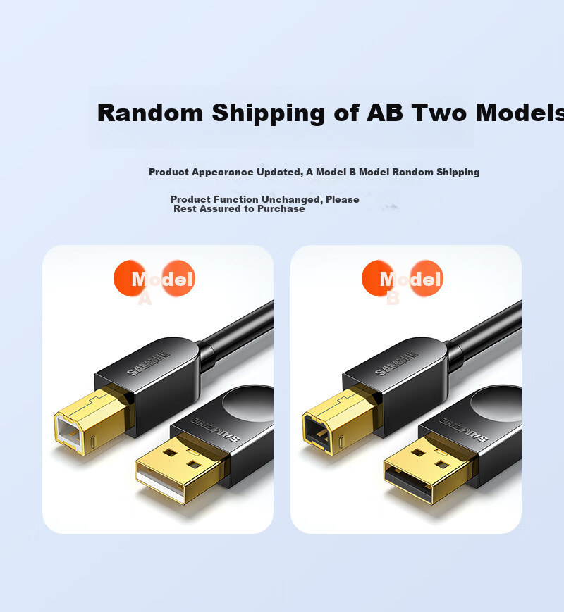SAMZHE Printer Data Cable, 3 Meters, USB 2.0 AM/BM Square Connector, High-Speed Printing Cable, Supports HP, Canon, Epson Printers, Upstream Cable B Line SD-30C 1
