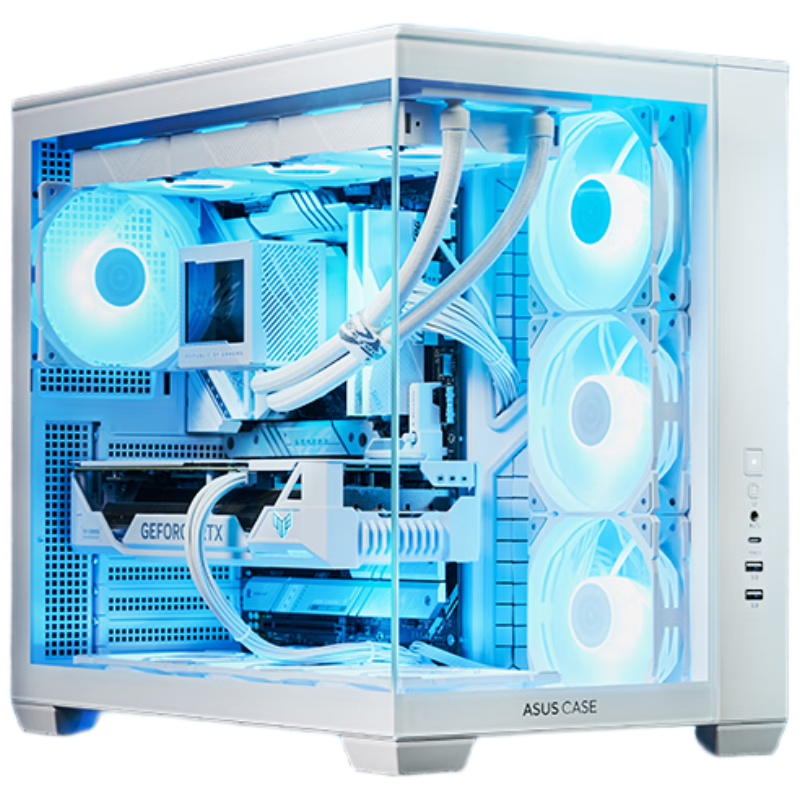 ASUS Haixing White Full-View Panoramic Case, Type-C Version, Dual-Chamber Design, Supports 360 Water Cooling, Tool-Free Disassembly, Maximum Support for 10 Fans