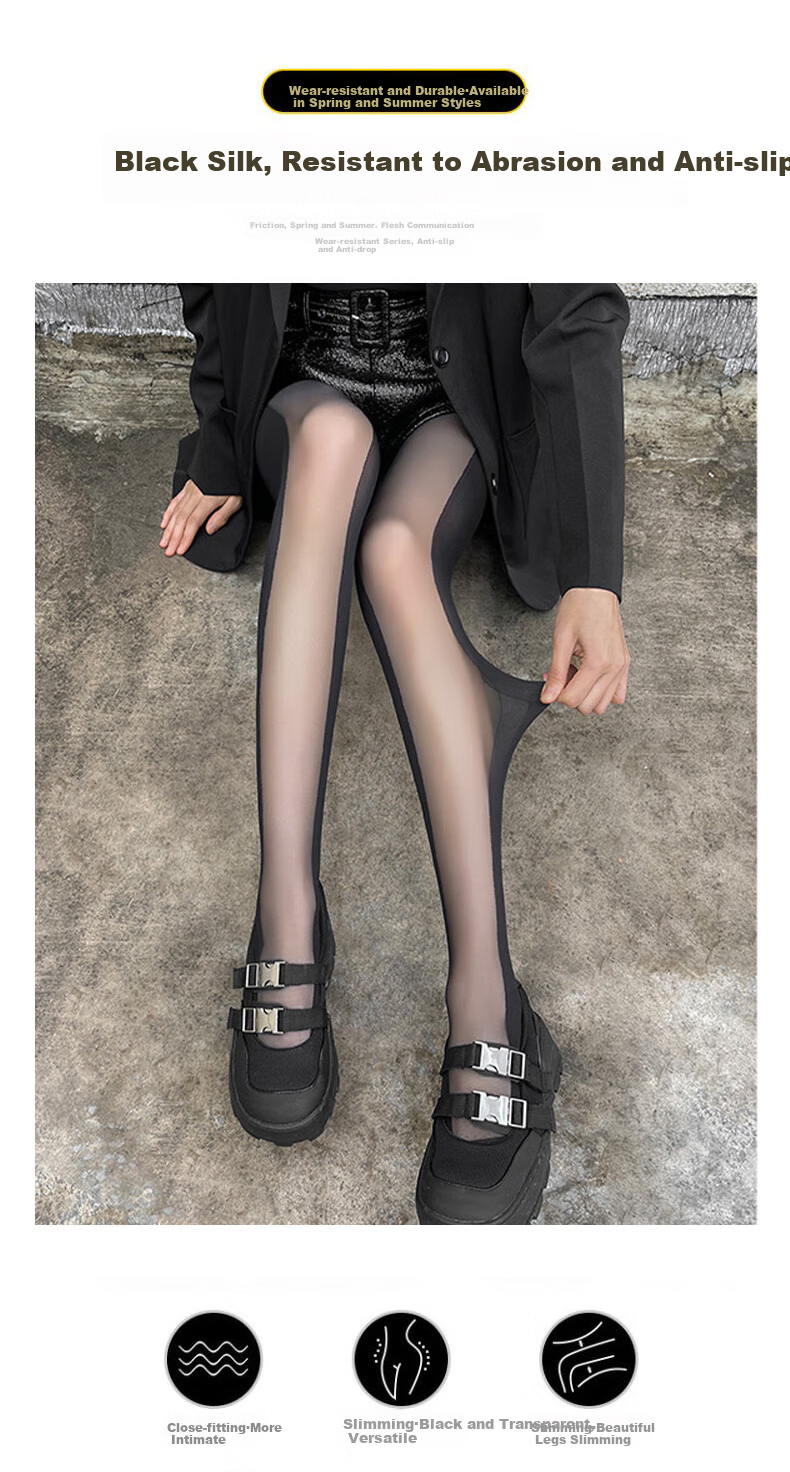 LangSha Silk Stockings for Women, Summer Ultra-Thin Black Silk Side-Spliced Sexy Hot Girl INS Style Tights Pantyhose 10