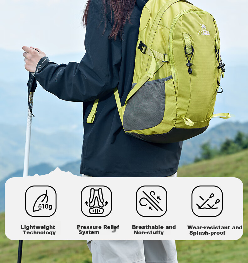 CAMEL Oxygen Pack Outdoor Mountaineering Backpack Double Shoulder Bag Sports Travel Hiking Water-Resistant Climbing Professional School Bag 2