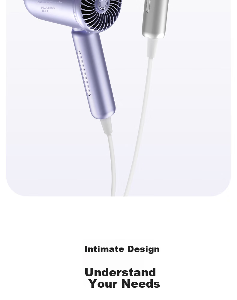 CONFU 100 Million Plasma Hair Dryer 1600W High-Power Quick-Drying Hair Protection No Damage to Hair Mite Removal Antibacterial for Men And Women Home Use Negative Ion Hair Dryer KF-3158 Purple Holiday Gift 10