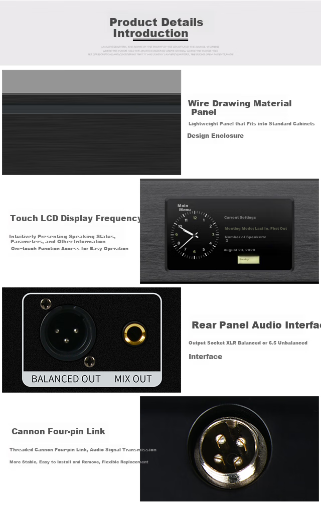 Shuledi V-80A Domestic Wired Handheld Conference Microphone, Meeting KTV Speaker, Square Tube Goose Neck Supporting Network Cable And 8-Pin Dual Interface (8 Microphones + Main Unit) 13