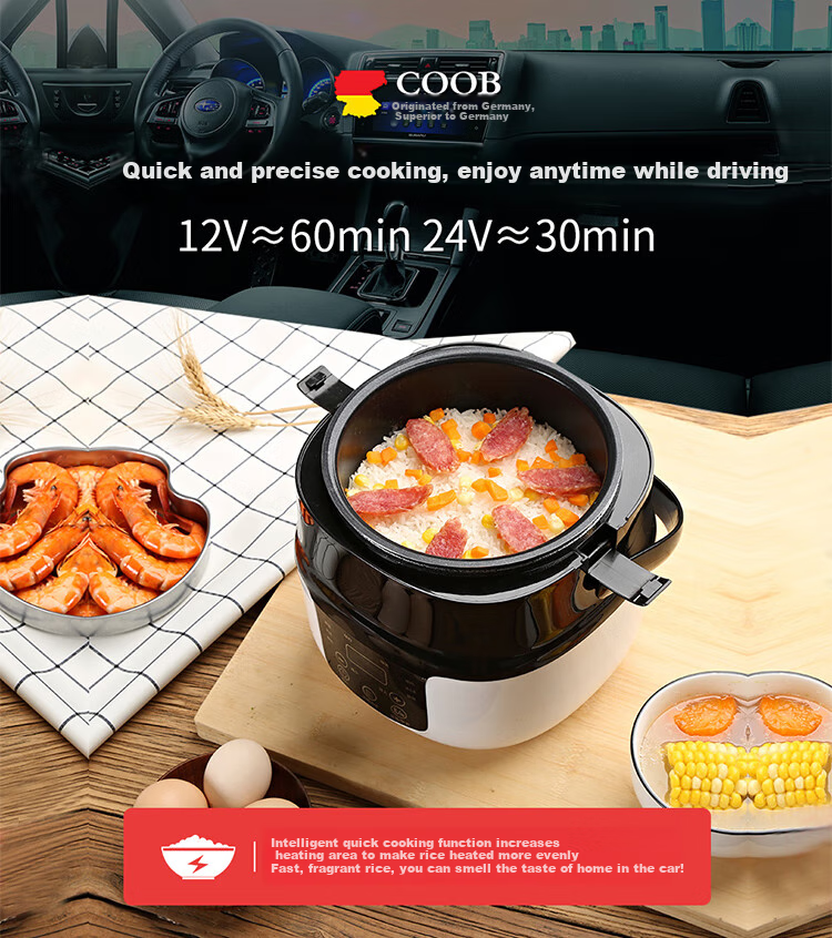 Yuwo Car Rice Cooker, 12V/24v, Compatible with Various Vehicles, 2L Large Capacity, Detachable Inner Pot 6