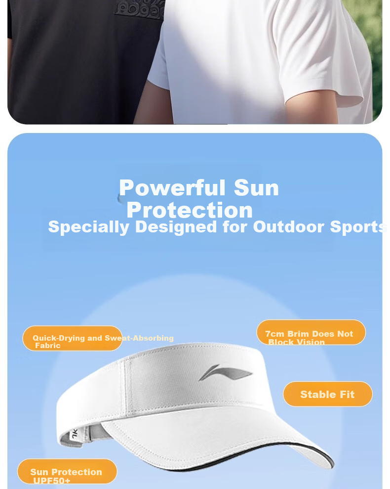 Li-Ning Visor Cap for Men And Women, Summer Sun Hat, Outdoor Hiking UV Protection Cap, Marathon Running Tennis Cap, Lightweight Sun Hat 2