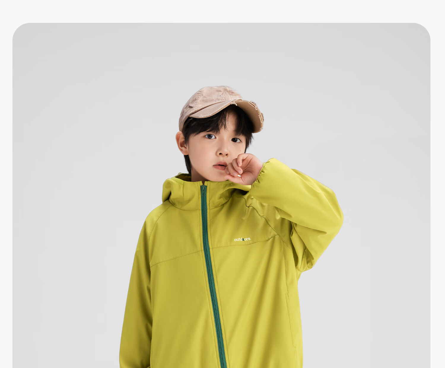 Zuoxi Boys' Fleece-Lined Jacket, 2026 New Children's Softshell Outerwear, Fleece Integrated Top, Gray, Size 160 43