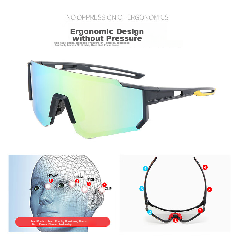 BIKEBROS Polarized Cycling Glasses for Men And Women with Prescription Lenses, Sports Outdoor Windproof Sandproof Bicycle Goggles for Fishing Trips Travel High Definition [Polarized White Frame Green Lens] 6
