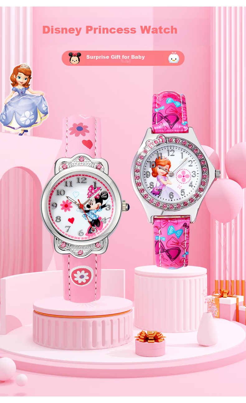 Disney Children's Watch Toy for Elementary School Girls, Kids' Time-Telling Electronic Watch for Ages 3-6, Kindergarten Use Only 1
