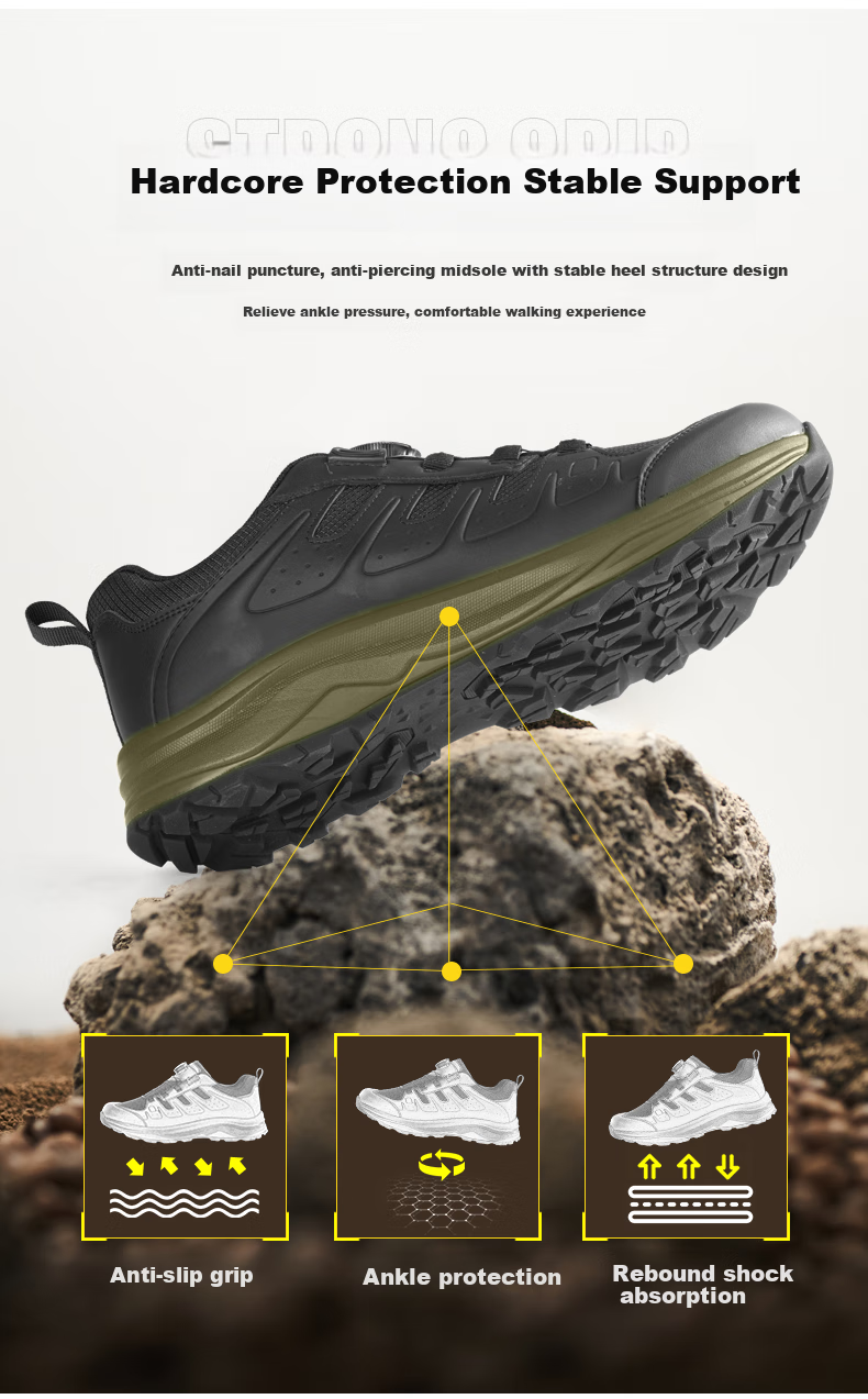 3515 Men's New Comfortable Breathable Non-Slip Wear-Resistant Mesh Outdoor Running Shoes Hiking Shoes, Black, Size 40 3