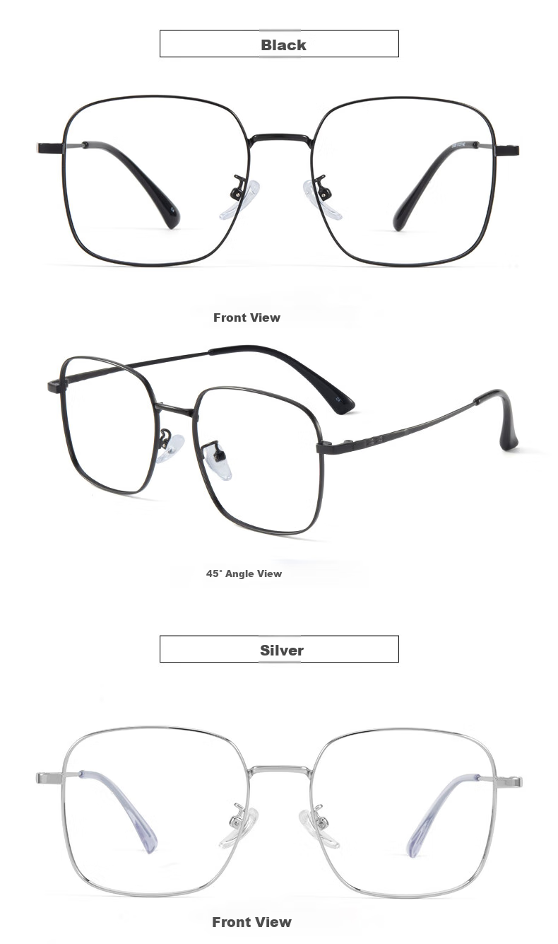 Jingbang Myopia Glasses for Men And Women, Ultra-Light Large Face Slimming Square Frame with Blue Light Protection, Rose Gold Non-Prescription Blue Light Blocking Lenses 14