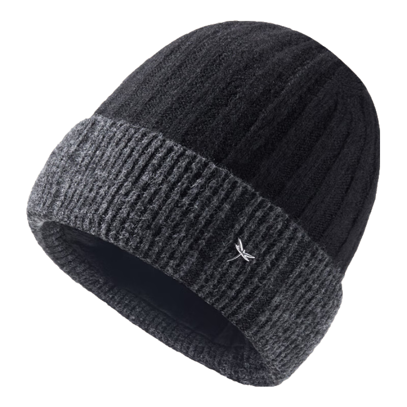 Red Dragonfly Men's Winter Knitted Warm Wool Blend Beanie Hat Windproof Cold-Resistant Fleece-Lined Cap