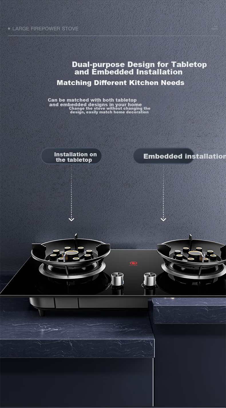 Royalstar Gas Stove, Dual Burner for Home Use, 5.0kW High Heat Output, Built-In And Countertop Dual-Use, Double Nine-Chamber Super Intense Flame JZY-B52 20