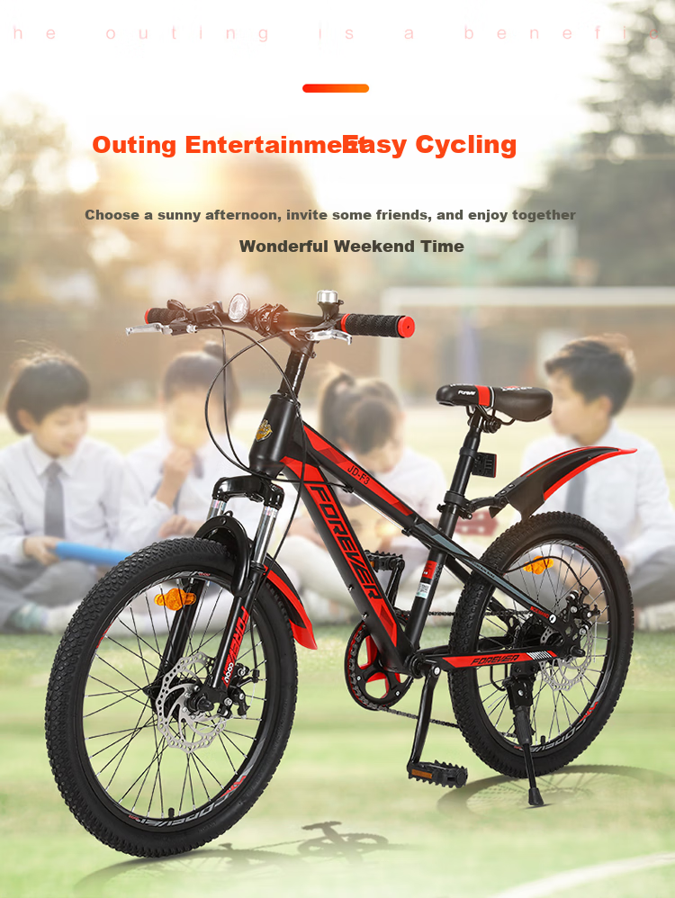 FOREVER Children's Bicycle, 20-Inch Youth Gears Mountain Bike for Ages 6-10, Pedal Off-Road Bicycle, Black And Red Color 4