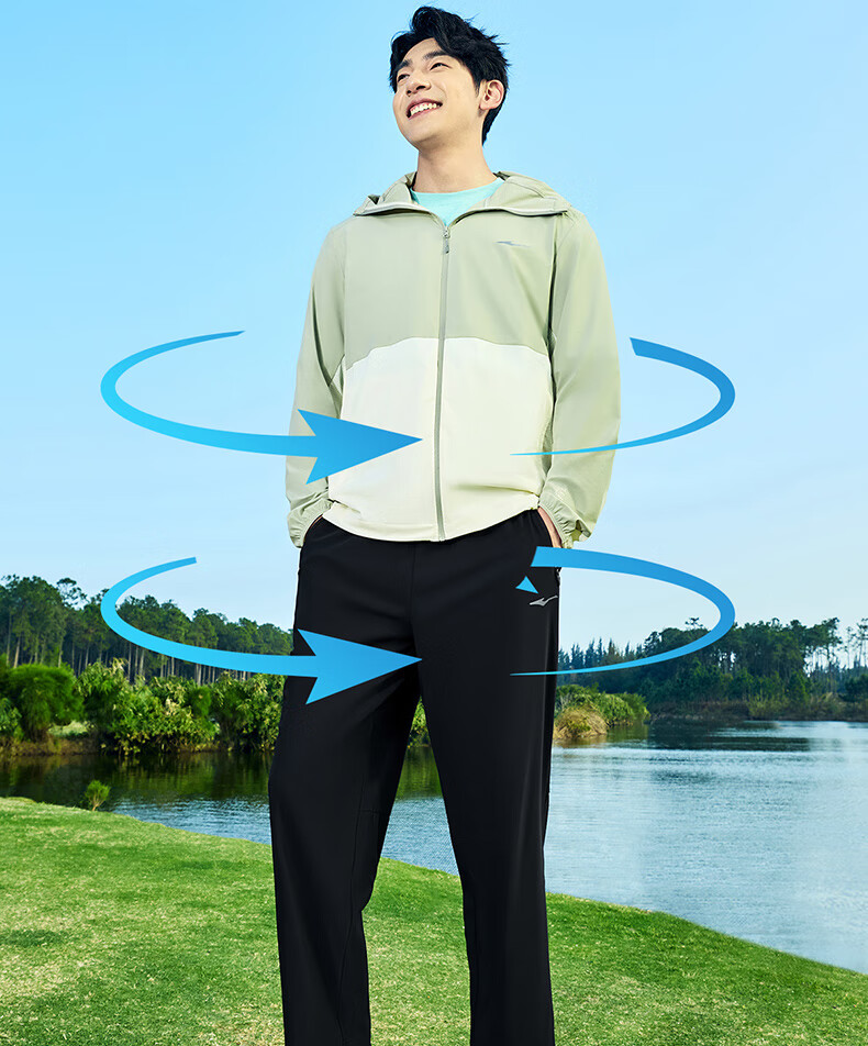 ERKE Men's Sports Pants, Spring Knitted Three-Quarter Length Trousers, Moisture-Wicking Loose Straight-Leg Pants, Versatile Outdoor Casual Men's Pants 9