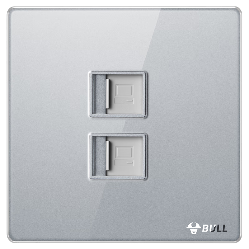 BULL Vintage Switch Socket Acrylic Ultra-thin Panel 2-Port Cat6 Computer Socket G70T222 Moon Shadow Gray