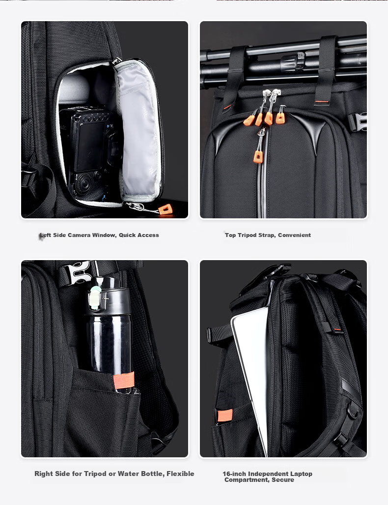 Pulewei DSLR Camera Bag, Backpack Photography Bag, Digital Canvas Outdoor Waterproof Travel Backpack 5