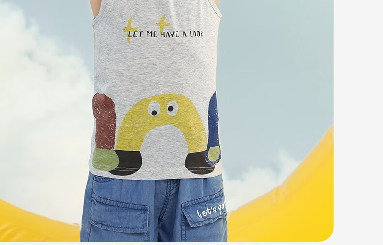 YING BO LUN Summer Boys' Tank Top, Pure Cotton Baby Undershirt, Children's Inner Wear Top, Class A Two-Piece Set, 20901, 130 10