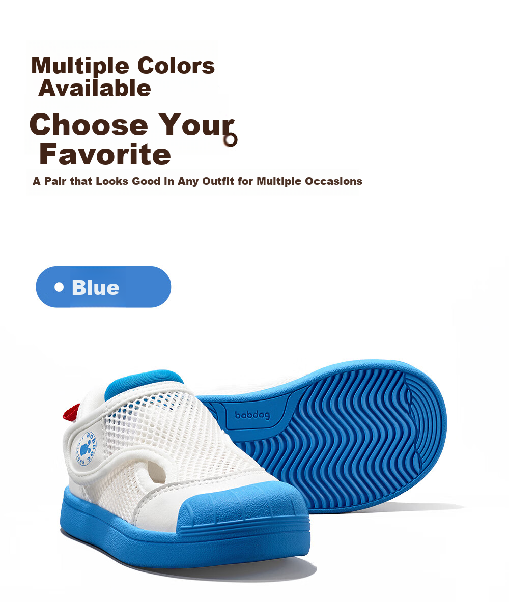 BOBDOG Children's Sandals, Breathable Non-Slip Hollow Design, Indoor Toddler Walking Shoes, Sky Blue, Size 30 21