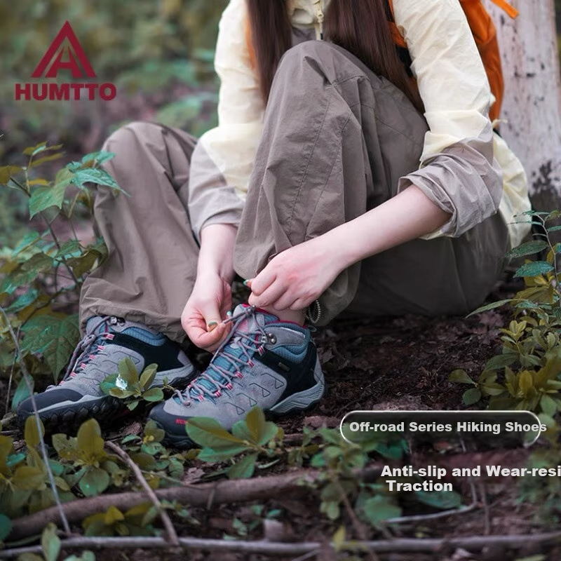 HUMTTO Hiking Shoes, Non-Slip And Wear-Resistant Outdoor Trekking Shoes for Women, Comfortable Shock-Absorbing Cross-Country Climbing Shoes, Beige/light Pink, Size 38 1