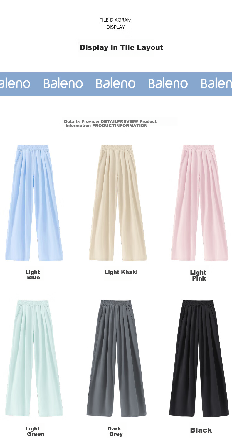 Baleno Ice Silk Cooling Wide-Leg Pants for Women, Summer Lightweight High-Waist Large Pocket Casual Style Versatile Commuter Draping Long Trousers 14