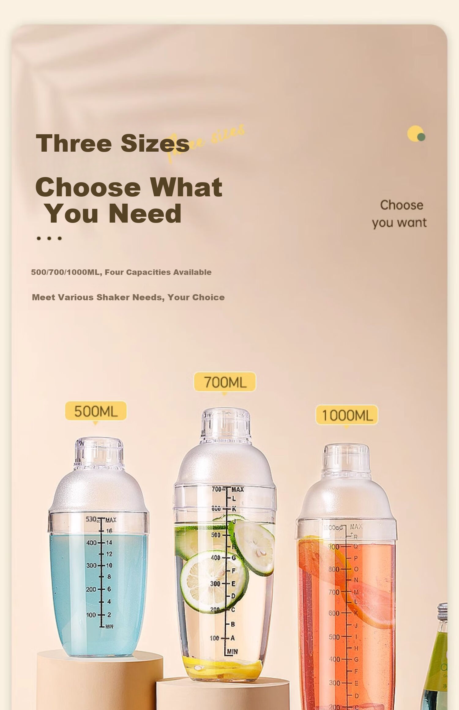Jingmao Cocktail Shaker Set, Lemon Tea Maker Tool, Cocktail Manual Shaker, Muddler, Jigger, Shaker Bottle 4