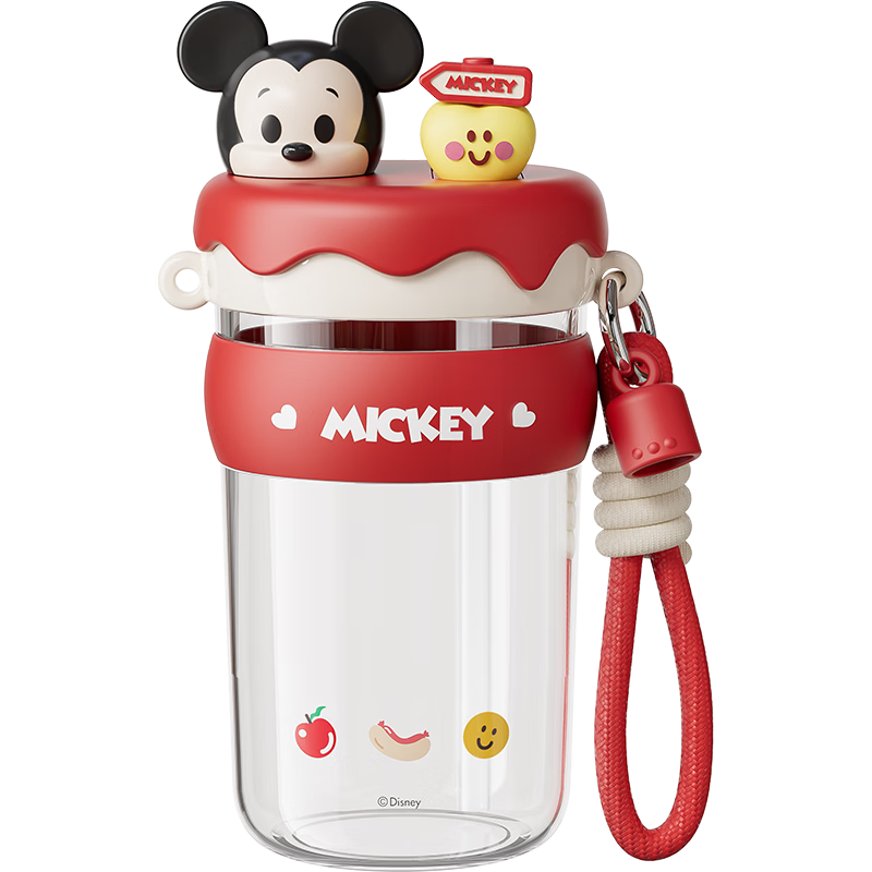 Dishini Straw Cup, Student And Children's Water Bottle, Women's Summer Tritan Plastic Cup, Portable And Heat-Resistant, 600mL Mickey Mouse Desig