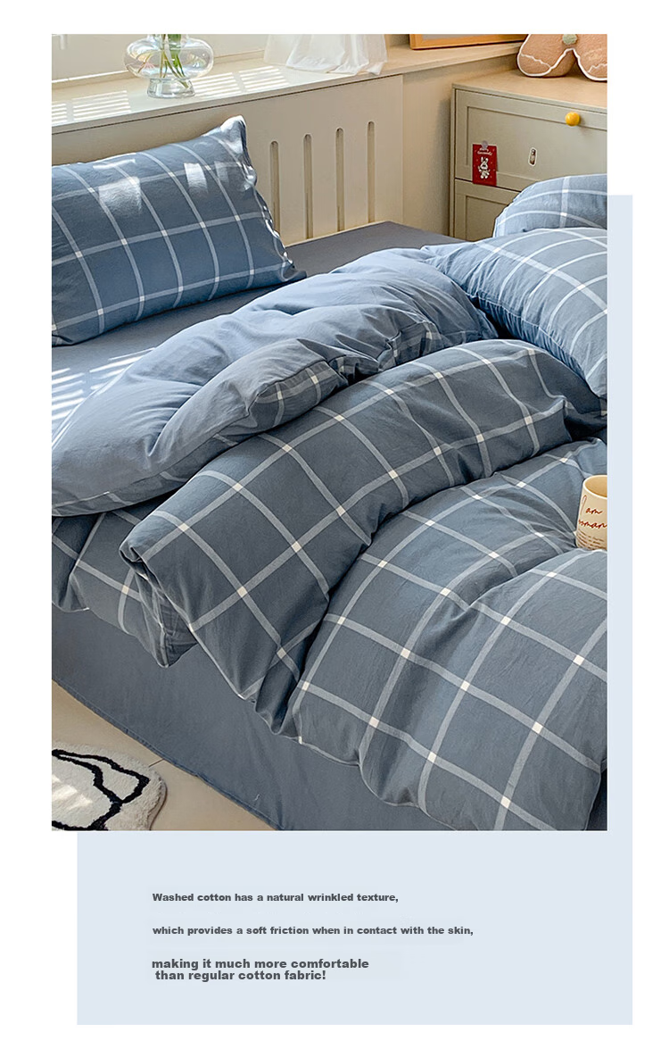 Yalu Skin-Friendly Four-Piece Bedding Set for Sleeping Naked, Embroidered Double Bed Set for 1.5/1.8 Meter Bed, Duvet Cover, Pillowcases, And Bedsheet 8