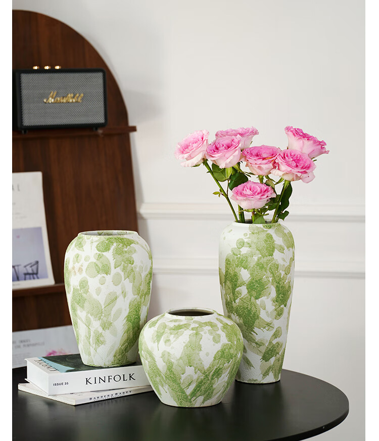 Fan Ye Ceramic Vase Wabi-Sabi Style Ink Splash Vintage Coarse Pottery Flower Container Decorative Prop New Home Gift 4