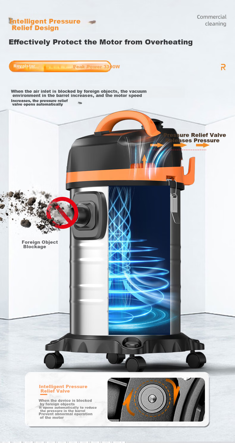 Royalstar Vacuum Cleaner, Industrial 3300W Peak Power, High Suction for Home Use, 45L Capacity, for New Construction And Renovation Cleaning, Commercial Use in Hotels, Car Wash Shops, RS-XT300B 6