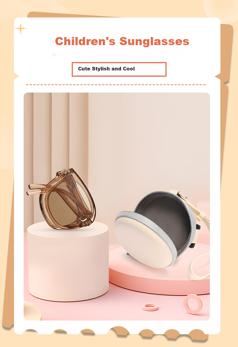 COWBOYCALL Folding Sunglasses for Children, Boys And Girls UV Protection Fashionable Sun Protection Glasses, Olive Gray Frame 1