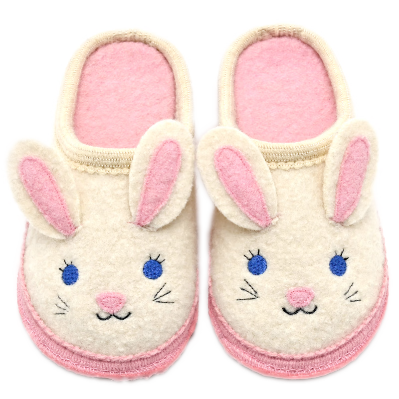 Xiaorong Indoor Quiet Children's Slippers Spring Autumn Winter Rabbit Design 2-9 Years Old Girls Floor Warm Cotton Waterproof Non-Slip