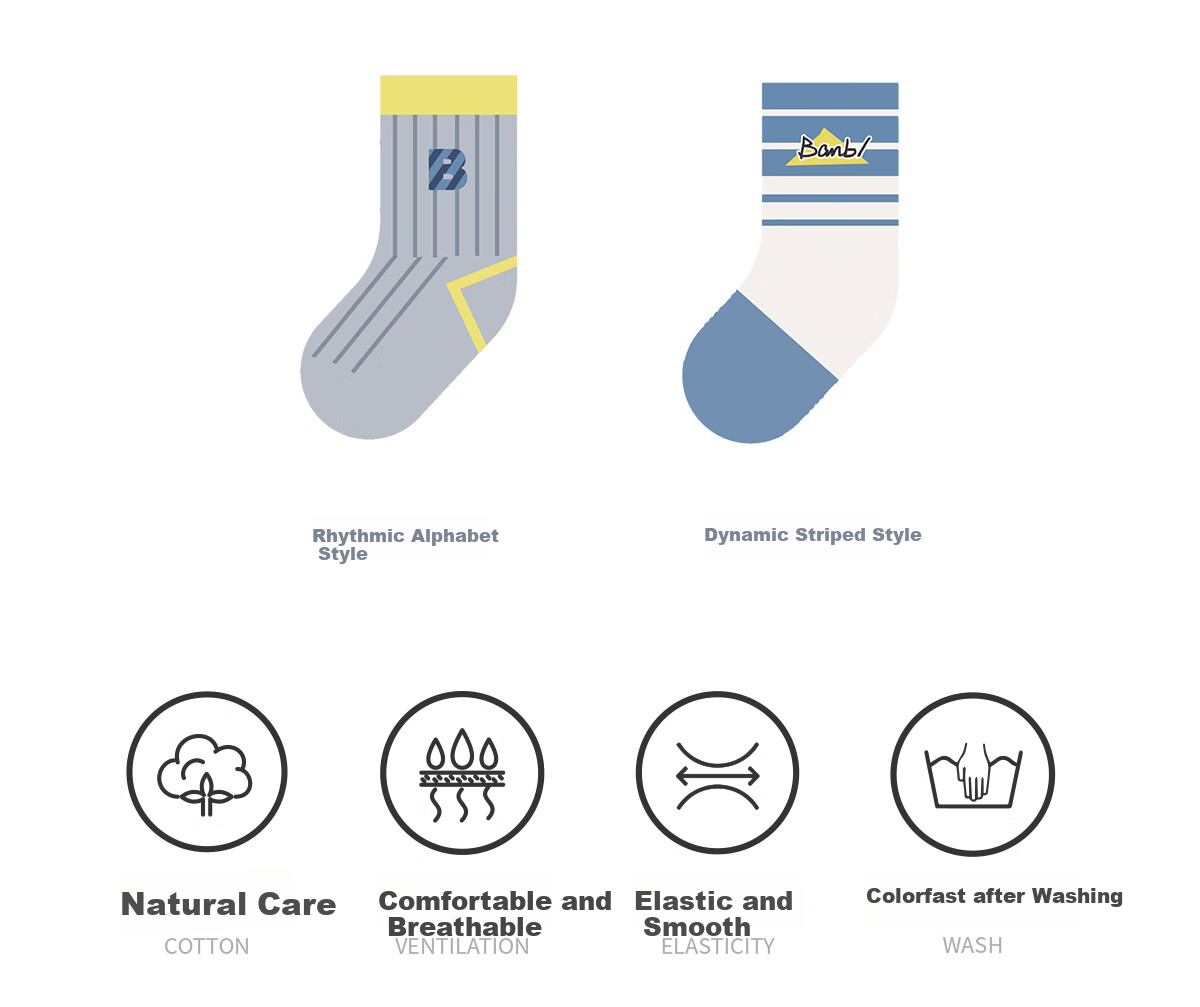 Banbi Children's Socks for Boys, Summer Mesh Thin Style, Spring And Autumn Mid-Calf Cotton Socks for Older Kids BB23015 Size 16-18 2