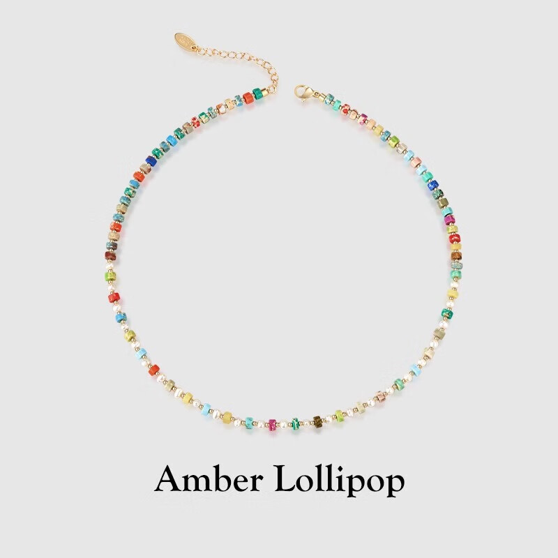 Amber Lollipop Dopamine Series Necklace for Women, Niche High-End Collarbone Chain, Practical Birthday Gift for Girlfriend, Wife, Or Best Friend