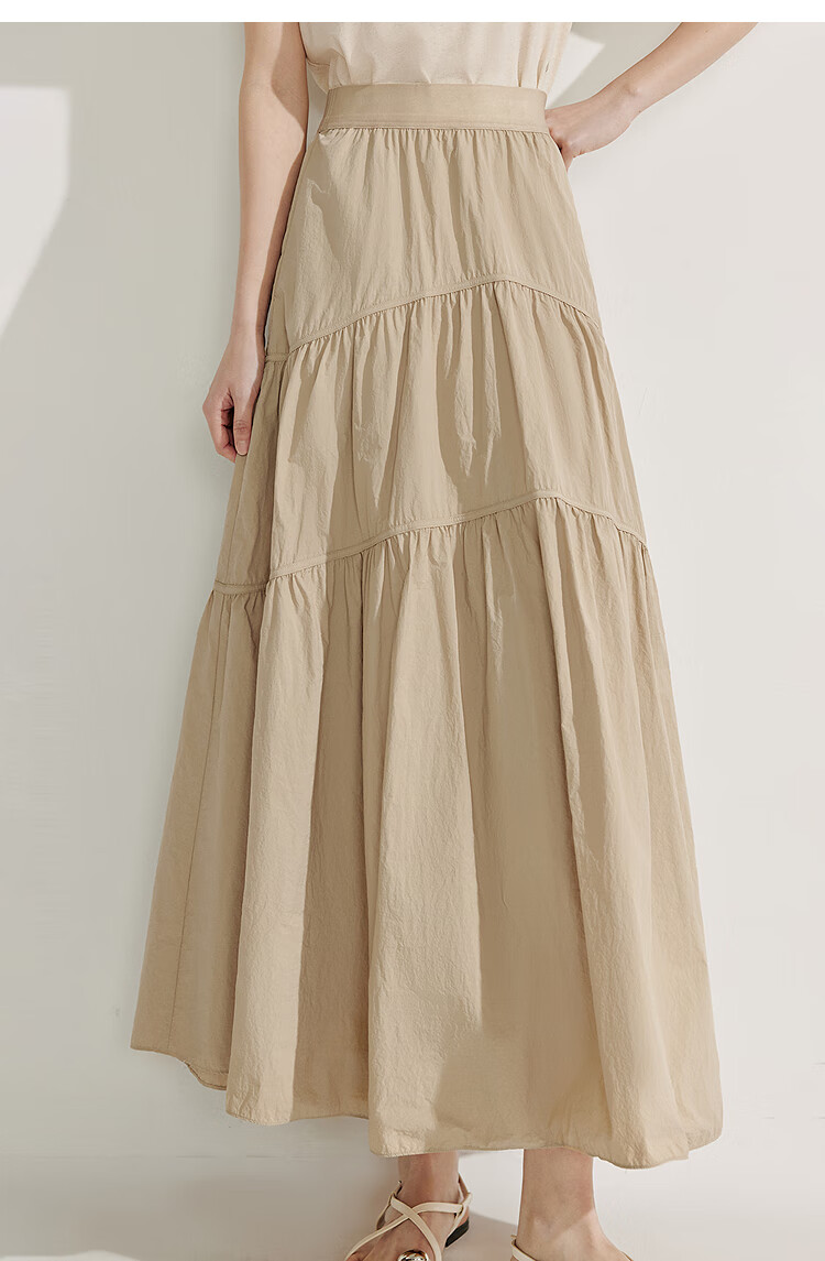 INMAN [Showroom Style] Original Yarn Sun Protection UPF100+ Pleated Skirt, Summer Umbrella Skirt, Cloud White, Size L 16