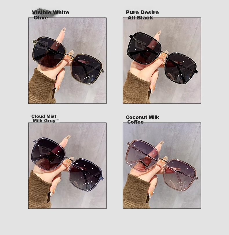 FENCHI Korean-Style Instagram-Inspired Ultra-Light Large Frame Sunglasses for Women, High-End UV Protection, Slimming for Big Faces, Trendy Myopia Sunglasses 4