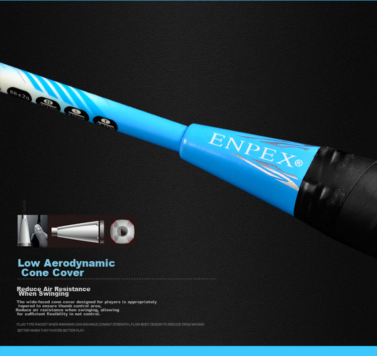 ENPEX Badminton Racket, Single Racket for Home Matches And Training, Carbon Composite Deep Sea Blue Feather Racket, Model 520B 7