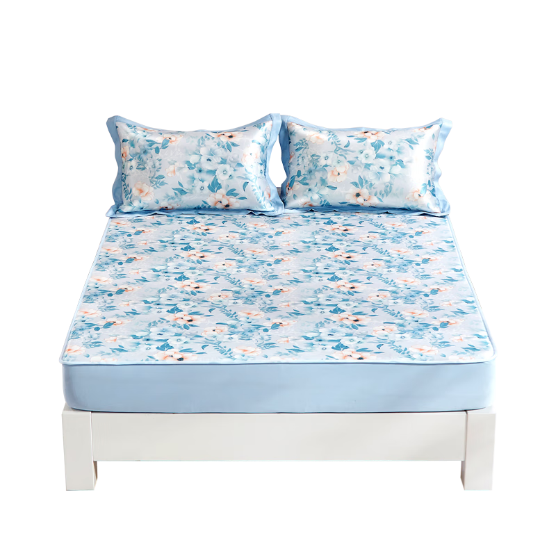 Fuanna Ice Silk Washable Summer Cooling Mat Single Bed Fitted Sheet Printed Soft Mat Two-Piece Set 1.2*2m