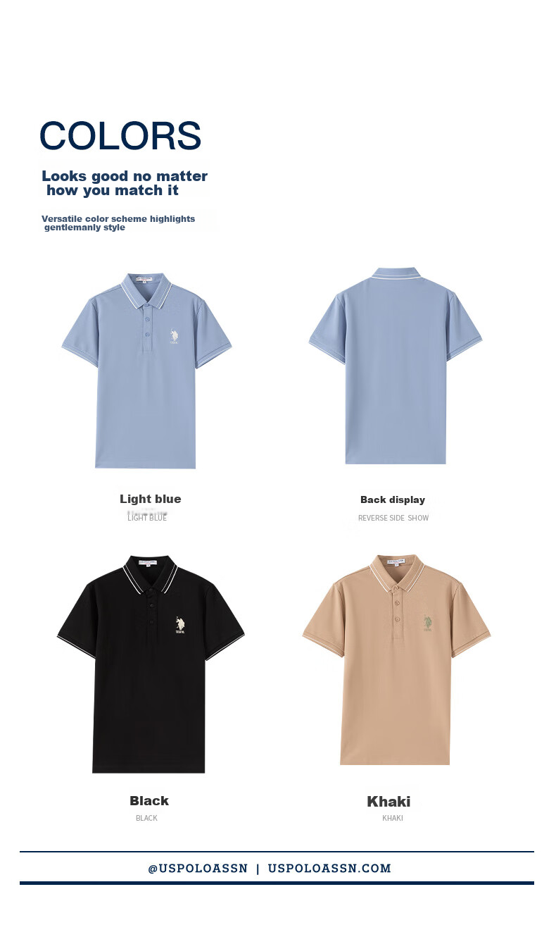 U.S. POLO ASSN. Men's Polo Shirt, Business Casual Summer Short-Sleeve T-Shirt, Collared Half-Sleeve Top, Father's Day Gift 23